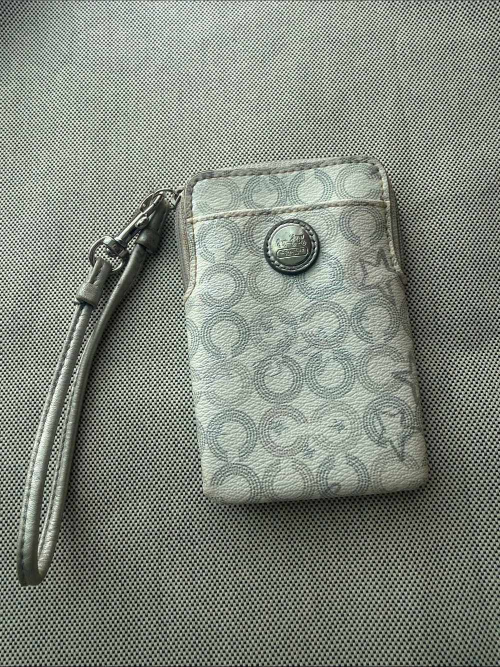 Coach Silver Signature Wristlet Phone Pouch